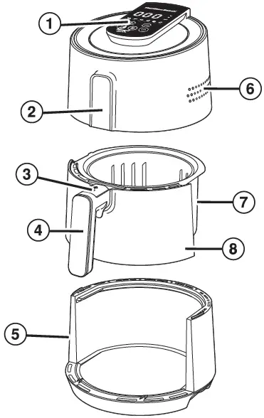 Hamilton Beach 35051-CL Air Fryer parts and features