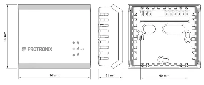 PROTRONIX NLII RH T RS485 Combined RH Temperature Sensor with RS485- Dimensions