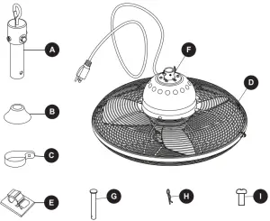 allen roth L1120H WH Valdosta Ceiling Fan - PACK AGE CONTENTS
