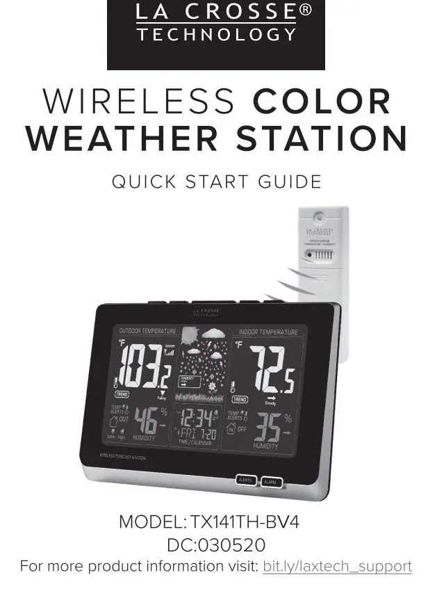 LA CROSSE TECHNOLOGY TX141V4 Temperature Humidity Remote Sensor User Guide