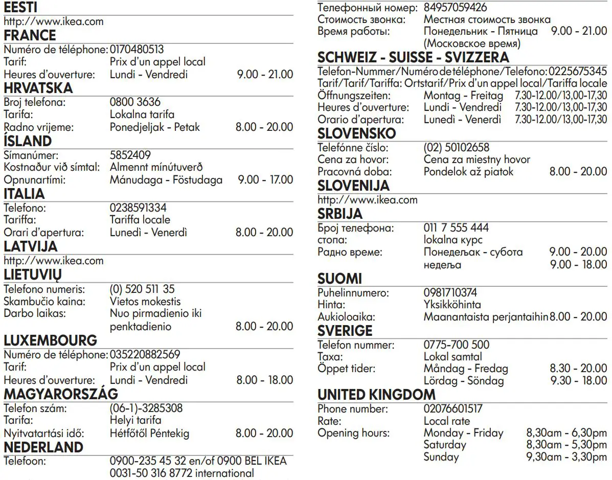 IKEA FOKUSERA Wall Mounted Extractor Hood Instruction Manual - Address