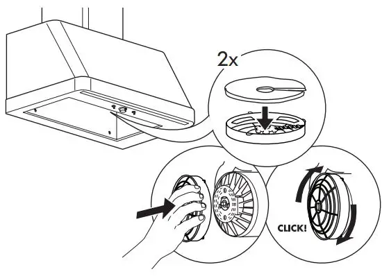 IKEA FOKUSERA Wall Mounted Extractor Hood Instruction Manual - Charcoal filter maintenance