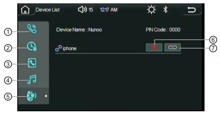 NUNOO Car Multimedia Player - Bluetooth function