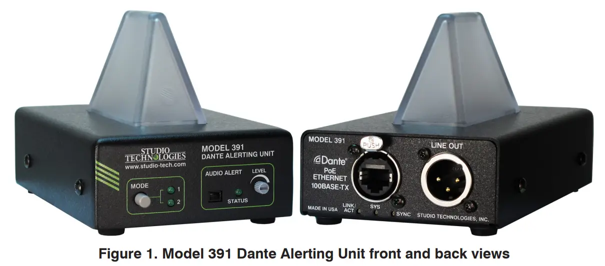 STUDIO TECHNOLOGIES Model 391 Dante Alerting Unit - Introduction