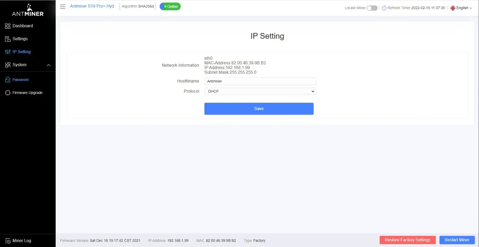 BITMAIN AntMiner S9 Pro Hydro Server - Administering Your Server 4