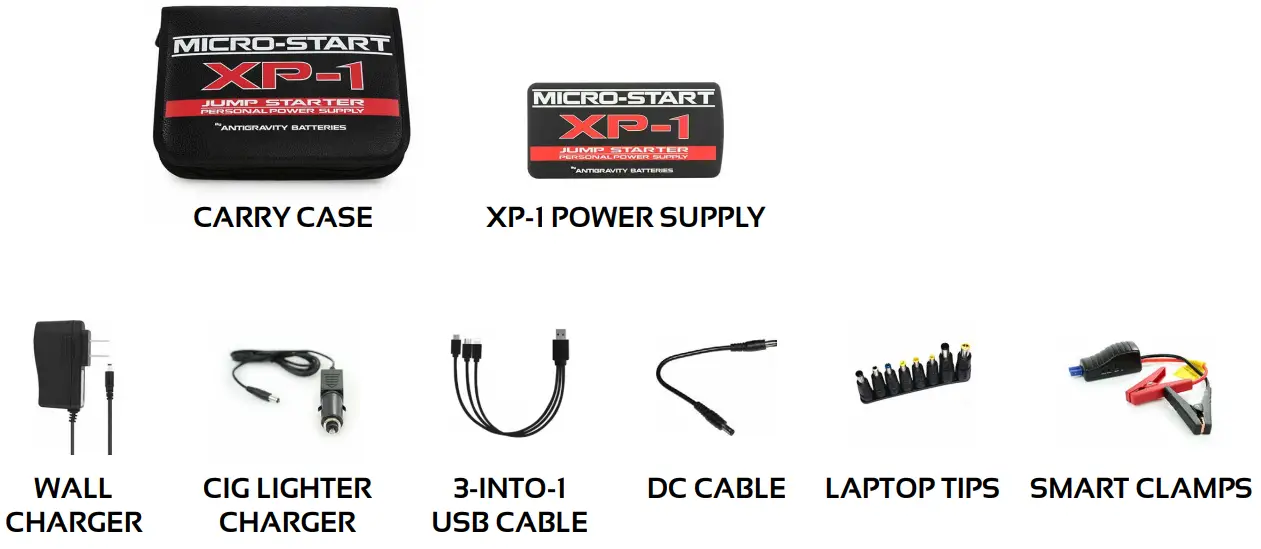 ANTIGRAVITY BATTERIES XP 1 Micro-Start Personal Power Supply - Kit Contents
