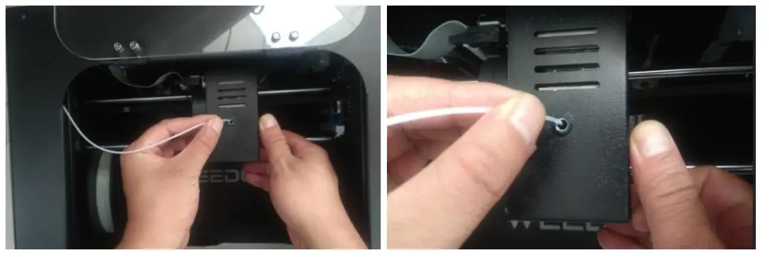 MONOPRICE Maker Ultimate 2 3D Printer filament into the