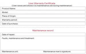 FIG 2 User Warranty Certificate