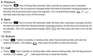 FIG 7 Operational instructions for massage procedures