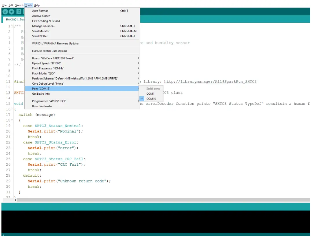 RAK1901 WisBlock Temperature and Humidity Sensor - Selecting