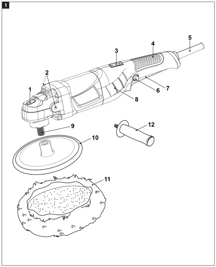 MEEC TOOLS POLISHING MACHINE 1100 W User Manual - Fig. 1