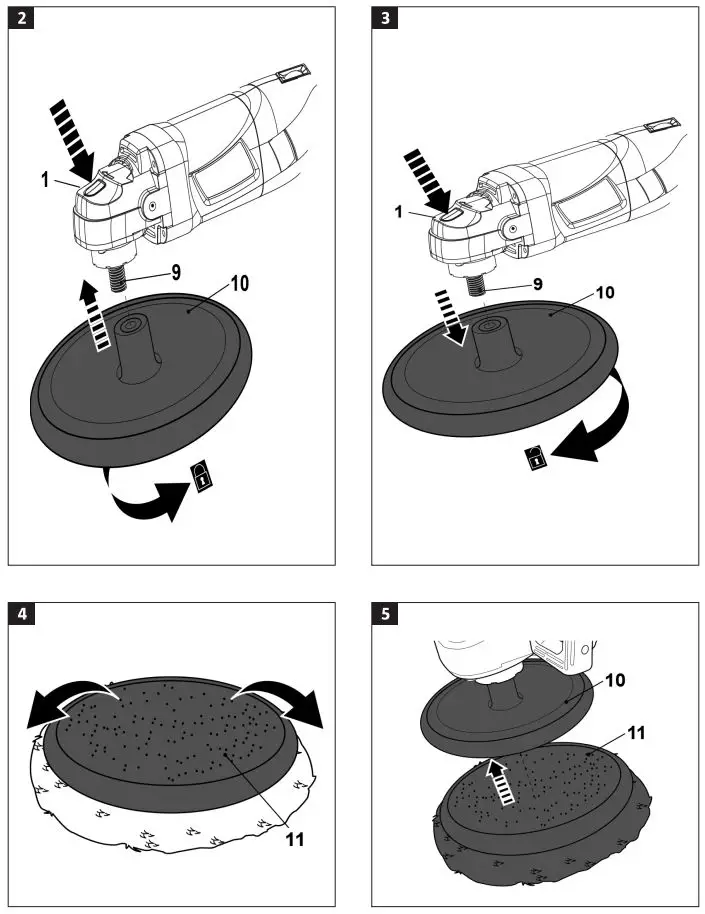 MEEC TOOLS POLISHING MACHINE 1100 W User Manual - Fig. 2,3,4,5