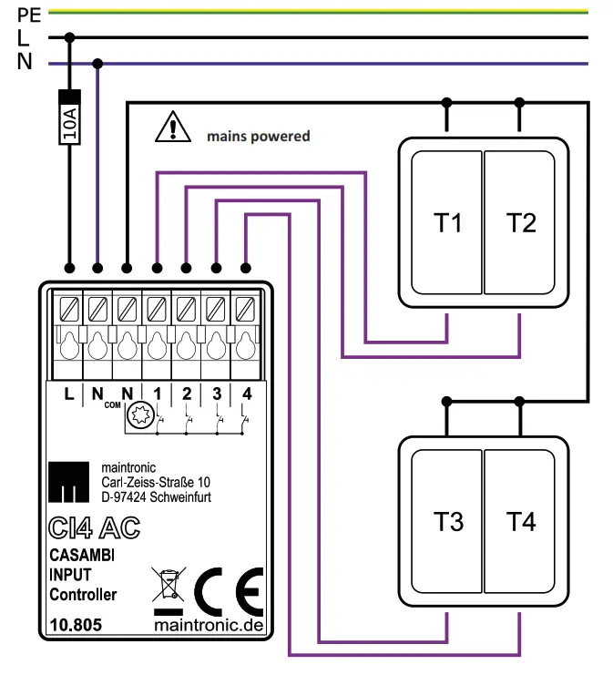 maintronic CI4 AC Casambi Input Controller 4CH - fig 2