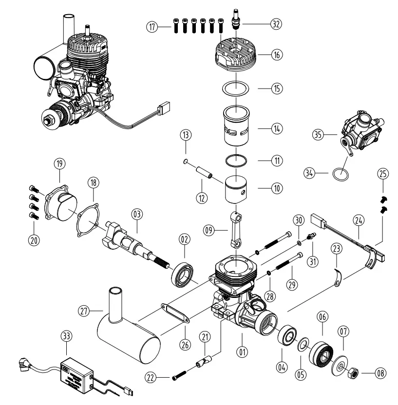 ngh GT9 Pro Two Stroke Petrol Engine - Diagram 4