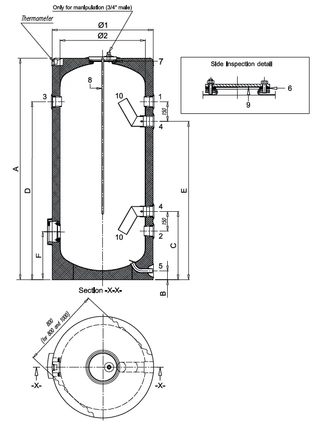 ANDREWS WATER HEATERS BUFFER-SS300 Cylinders and Buffers Stainless Steel 02