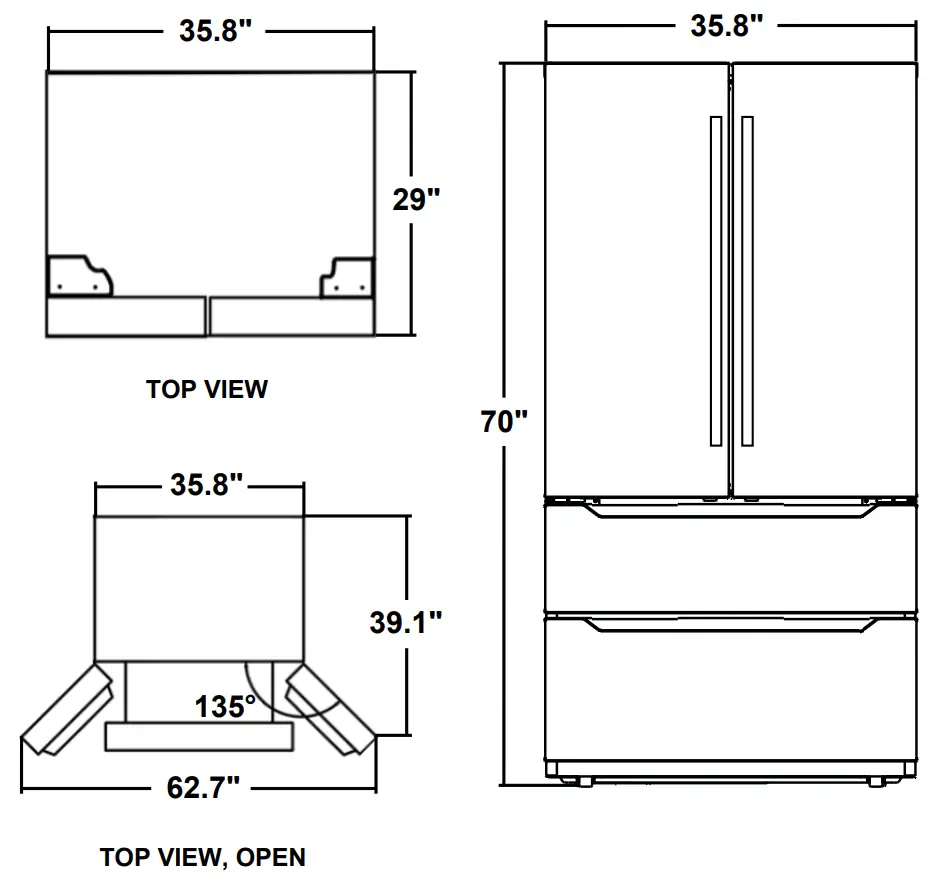 COSMO COS FDR225RHSS G 36 4 Door French Door Refrigerator