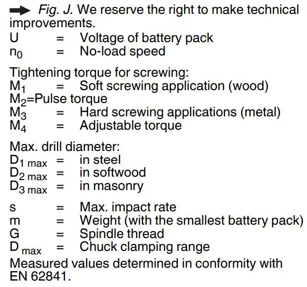 metabo BS 18 LTX BL I Cordless Drill Screwdriver Instruction Manual - Technical Data