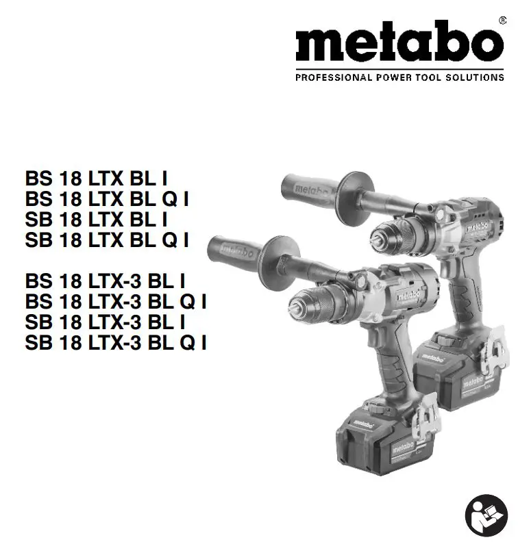 metabo BS 18 LTX BL I Cordless Drill Screwdriver Instruction Manual