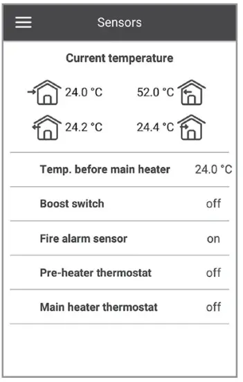 VENTS MICRA 200 ERV WiFi single room air handing units - Sensors