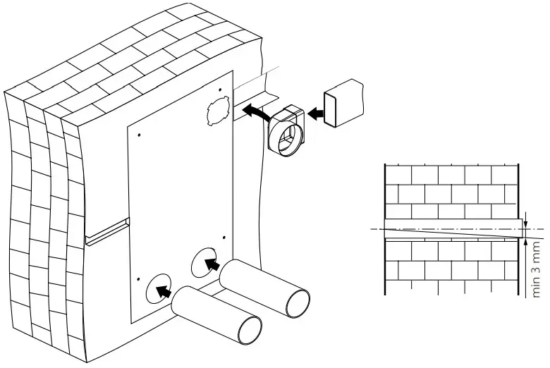 VENTS MICRA 200 ERV WiFi single room air handing units - holes of the mounting