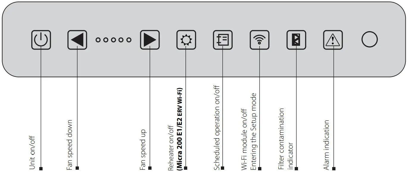 VENTS MICRA 200 ERV WiFi single room air handing units - mobile application
