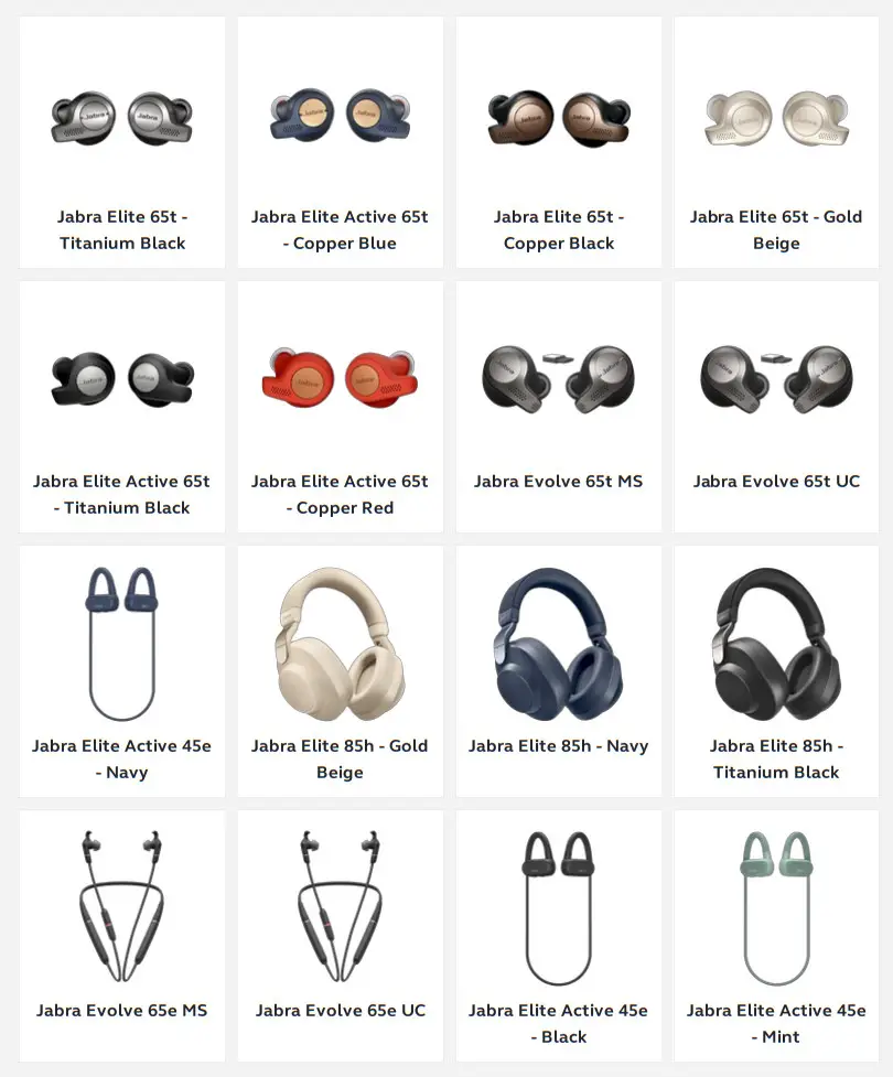 Jabra Sound Application - Applicable products 1