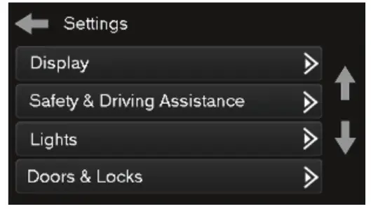 Metra 95-6552B ISO DDIN radio provision - Settings screen