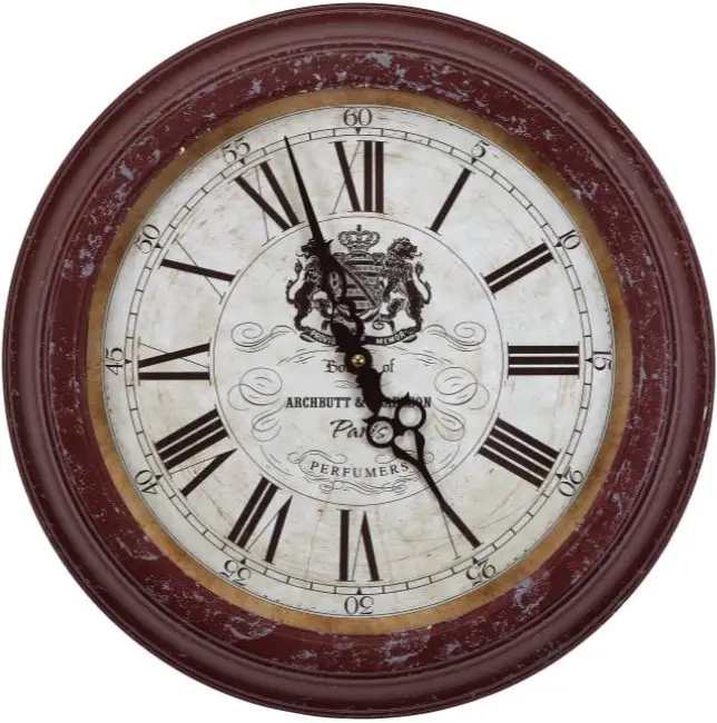 YHD CLKA7184ME Circular Rustic Brick Wall Clock