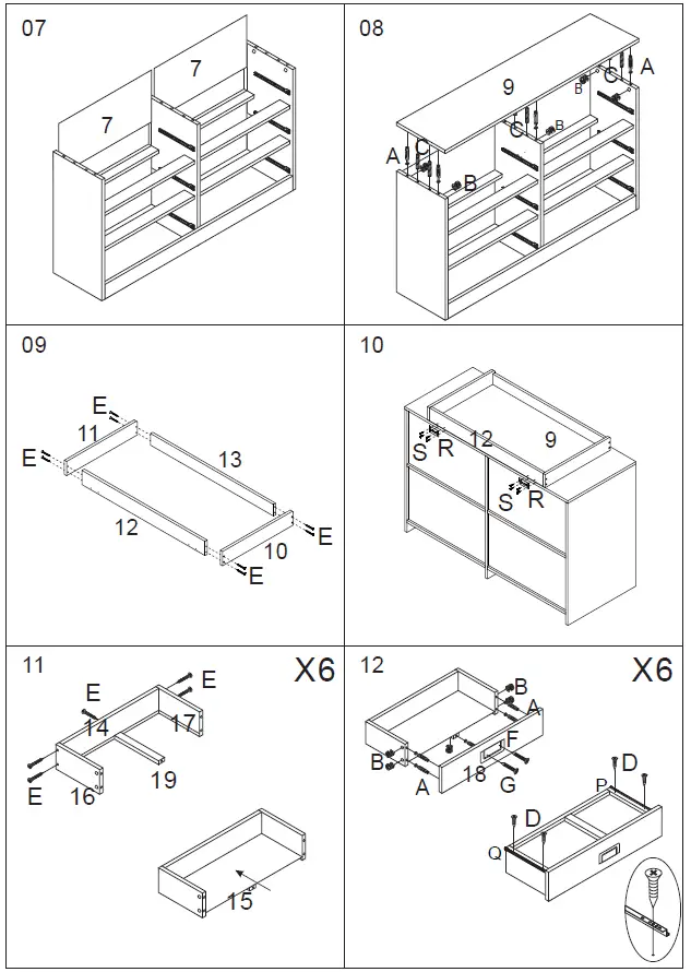FUFU GAGA KF200068 Storage chest Gray 6-Drawer 5
