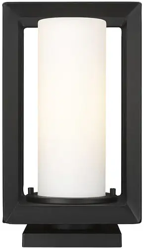 2073-OPR NB-SD Natural Black Smyth 13 Inch Tall Post Light with Seedy Glass Shade