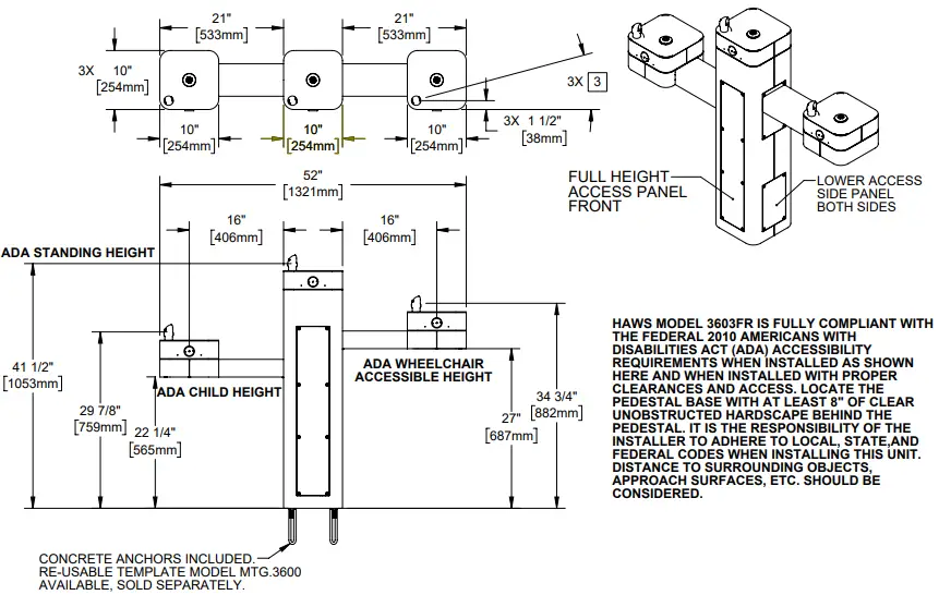 Haws-3603FR-Outdoor-Triple-Drinking-Fountain-fig-4