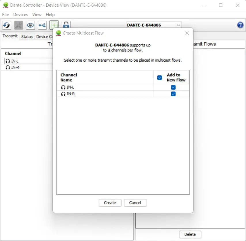 AVPro edge AC DANTE E 2 Channel Analog Audio Input Dante Encoder - Creating multicast Dante Flows