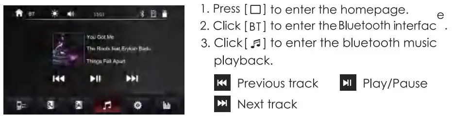 Nakamichi NAM1612 7 Inch 2-Din AV Receiver User Manual - Bluetooth Music Playback