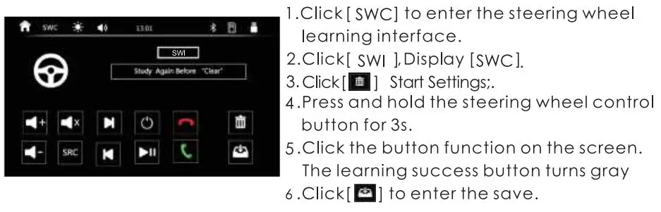 Nakamichi NAM1612 7 Inch 2-Din AV Receiver User Manual - Steering Wheel Learning
