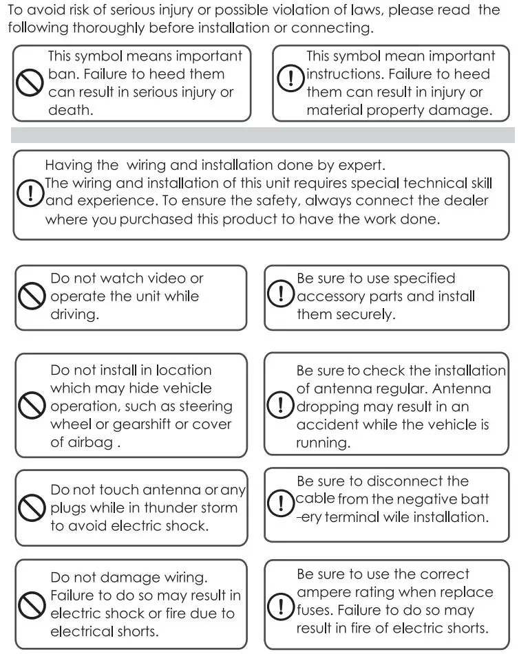 Nakamichi NAM1612 7 Inch 2-Din AV Receiver User Manual - Warning & Precaution