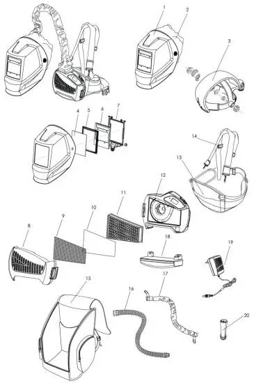 UNiMiG U21014K Papr Helmet - PARTS LIST