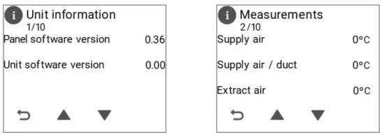 VALLOX D10799 Pureo Control Panel - following information
