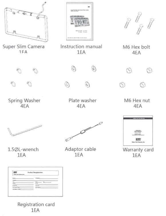 BOYO VTL275TJ Super Slim License Plate Camera - fig