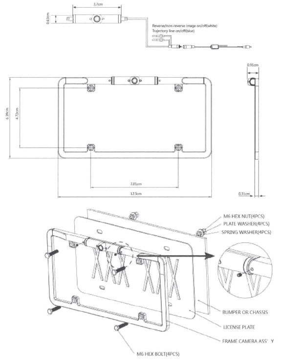 BOYO VTL275TJ Super Slim License Plate Camera - fig2