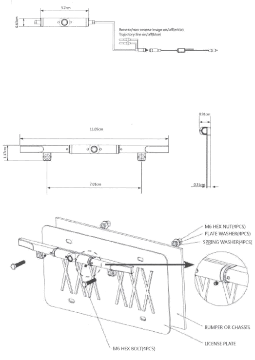 BOYO VTL275TJ Super Slim License Plate Camera - fig3