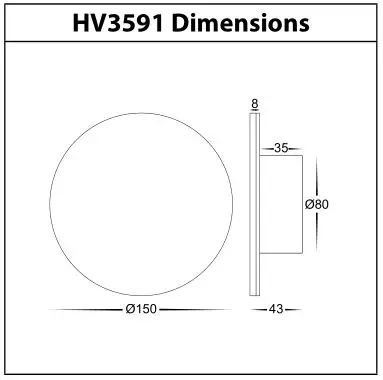 HAVIT Lighting HV3591RGBW-BLK Halo RGBW LED Wall Light - HV3591 Dimensions