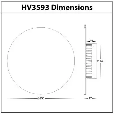 HAVIT Lighting HV3591RGBW-BLK Halo RGBW LED Wall Light - HV3593 Dimensions