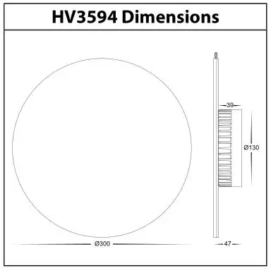 HAVIT Lighting HV3591RGBW-BLK Halo RGBW LED Wall Light - HV3594 Dimensions