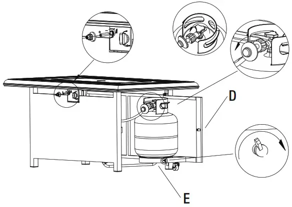 HOME DECORATORS COLLECTION 2388FP 1 Anaheim 49 Inch X 25 Inch Gas Fire Pit - assembly 10