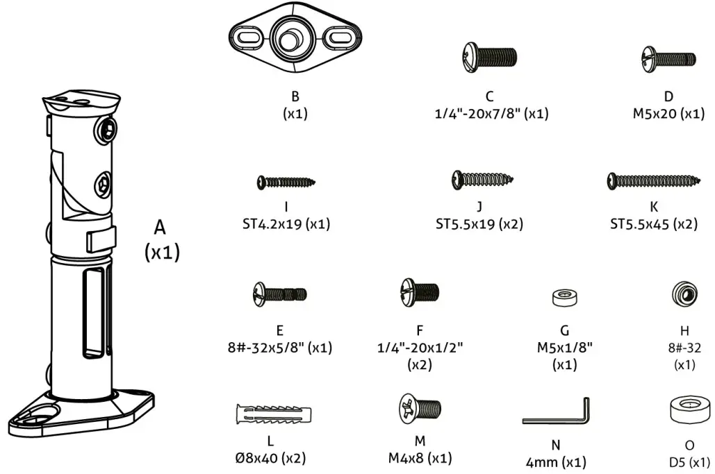 audizio HTS20 Speaker Wall Bracket - Figure 1