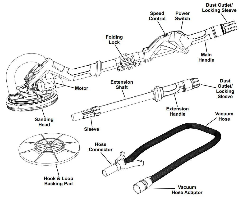 BAUER 59166 21105E-B 9Inch Variable Speed Drywall Sander - Fig2