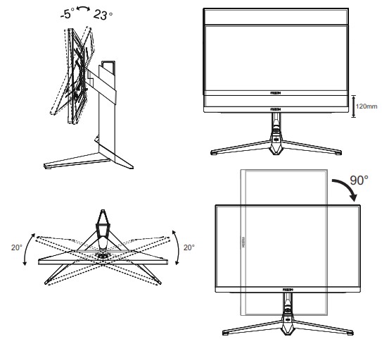 AOC AG274FZ LCD Monitor - Adjusting the monitor