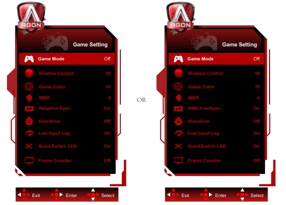 AOC AG274FZ LCD Monitor - OSD Setting 2