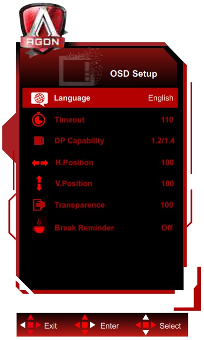 AOC AG274FZ LCD Monitor - OSD Setting 9