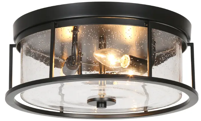 lowes-A04915 3-Light-13-Inch Wood-Brown-and Brushed-Silver-LED Flush-Mount Light-PRODUCT